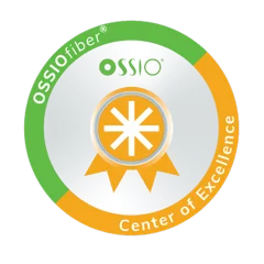 Ossio Provider Badge - green and yellow circle with yellow ribbon