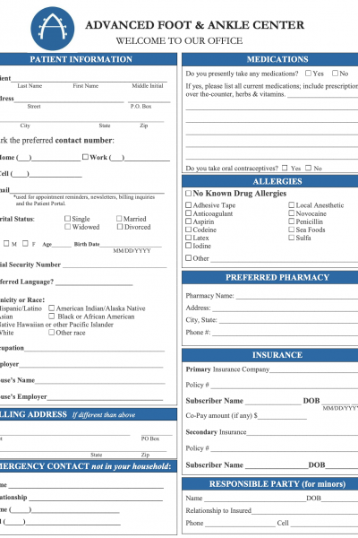 Advanced Foot & Ankle Center - New Patient Form